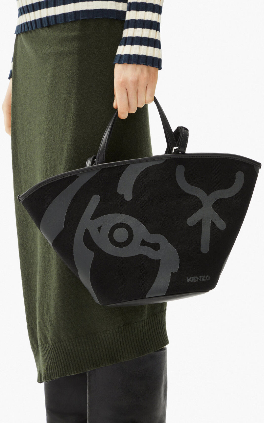 Sac À Main Kenzo Small Arc Toile Femme Noir | AHBL-84679